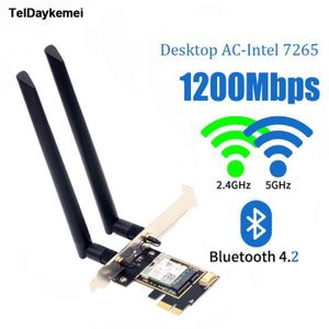 Carte WiFi Bluetooth Ca 1000 Mbps 7265 WiFi Sans Fil RéSeau PCIE Carte  Adaptateur 5 GHz - 2,4 GHz Bi-Bande PCI Carte RéSeau Express
