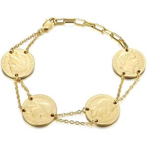 BRACELET - GOURMETTE Bracelet Louis d'or Femme 4 pièces de monnaie Napoléon Acier Inoxydable Plaqué Doré Or BOBIJOO JEWELRY