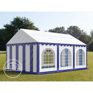 TONNELLE - BARNUM Tente de réception TOOLPORT 3x6 m en PVC bleu-blanc - Autoportante - Toile étanche et résistante aux UV