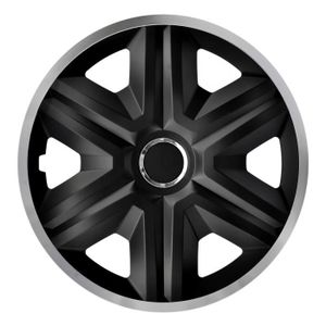 ENJOLIVEUR Enjoliveurs de roues - FAST LUX - noir- argent - 14 pouces - lot de 4