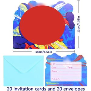 FAIRE-PART - INVITATION 20Pcs Cartes D'Invitation Anniversaire Enfant, Set