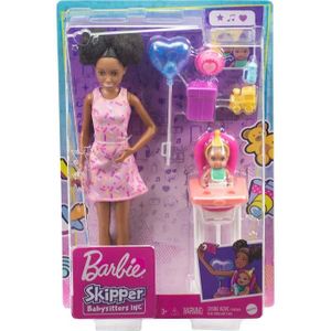 POUPÉE Coffret Barbie Skipper Noir Babysitter Fete Annive