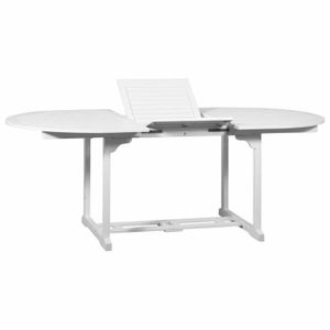 Table A Diner Extensible D Exterieur Blanc Bois D Acacia Ovale