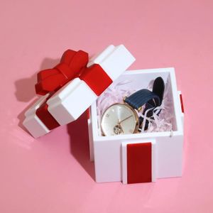 Boîte cadeau Qiilu Boîte cadeau Boîte-cadeau, bloc de construction, apparence, boîte à bijoux rouge et blanche deco fleur-plante Quadratique