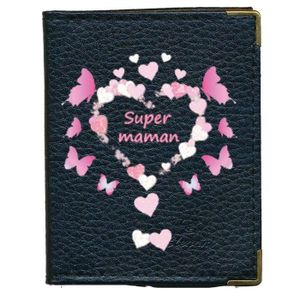 Sylla pap Porte Carte Grise en Cuir Noir pour Femme personnalise avec Prenom