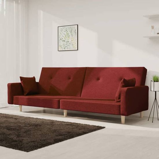 Canapé à 3 Places Rouge Bordeaux 180 Cm Similicuir LODW10779