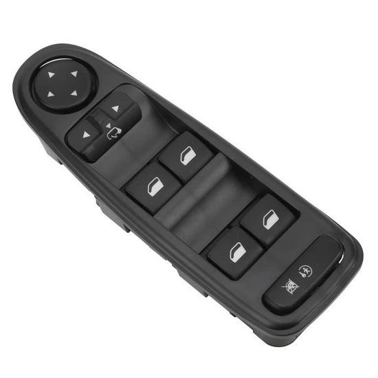 Interrupteur Lève-Vitre Pour Citroën C2, C3, 1007 - Bouton Poussoir Noir, Numéro OEM 6554L7 - 4