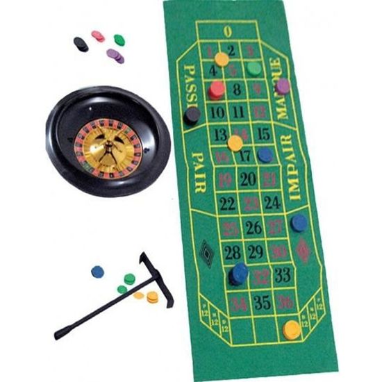 Set De Roulette Casino – 100 Jetons, Râteau, Tapis – Structure 32x27x6,5 Cm – Jouets Pour Soirées Jeux