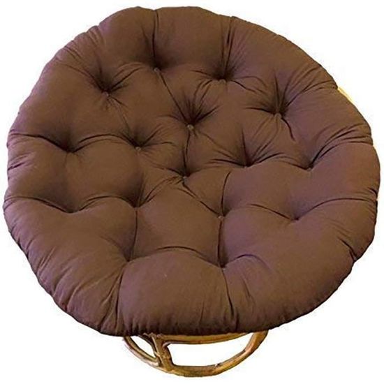 Coussin Rond Pour Chaise Papasan Ou Hamac - 120x120 Cm, Imperméable, Rembourrage Coton PP, Couleur Kaki