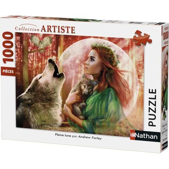 Puzzle 1000 pièces - Nathan - Pleine lune - Adulte - 1000 pièces - Orange Vert Blanc