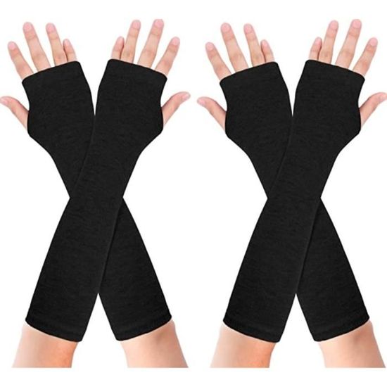 Gants Sans Doigts Femme Manches Longues – Mitaines Tricotées Chauffantes Pour L'hiver, Manchettes Bras