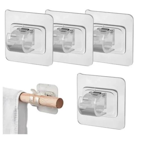 4 Supports De Tringle à Rideau Autocollants Sans Perçage - Transparents, Pour Plafond Ou Mur - Installation Facile Et Réversible - Amosfun - 3