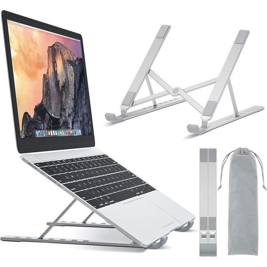 Lenovo Refroidisseur Ergonomique Compatible avec MacBook Support PC Portable Ventilé en Aluminium 7 Niveaux Réglables BONTEC Support Ordinateur Portable de 10”-17,3” HP Laptops Tablettes Dell 
