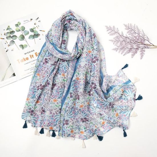 Écharpe Pashmina Réversible Imprimée Floral - Viscose - 187x71 Cm - Scarf Shack