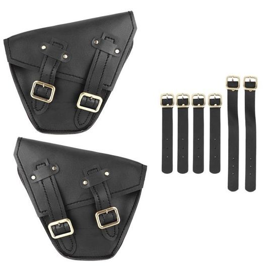 PSB Moto Sacoches Latérales Cuir - 2 Poches Marron Pour Selle De Moto/Vélo - Style Rétro