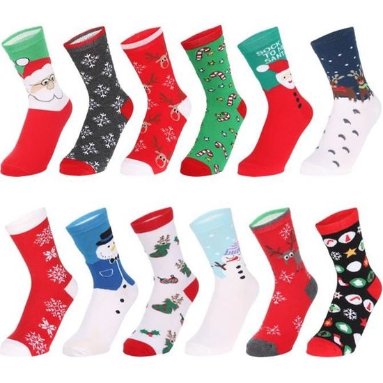 EOZY 12 Paires de Chaussettes Fantaisie de Noël Socquette Femme Homme EOZY 12 Paires de Chaussettes Fantaisie de Noël Socquette Femme Homme