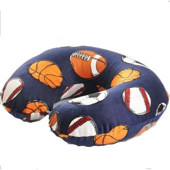Oreiller Gonflable De Voyage Cervical Pour Enfant Bebe Avion Voiture U Forme Cou Coussin Portable Couchage Leger Base Ball Bleu Mari