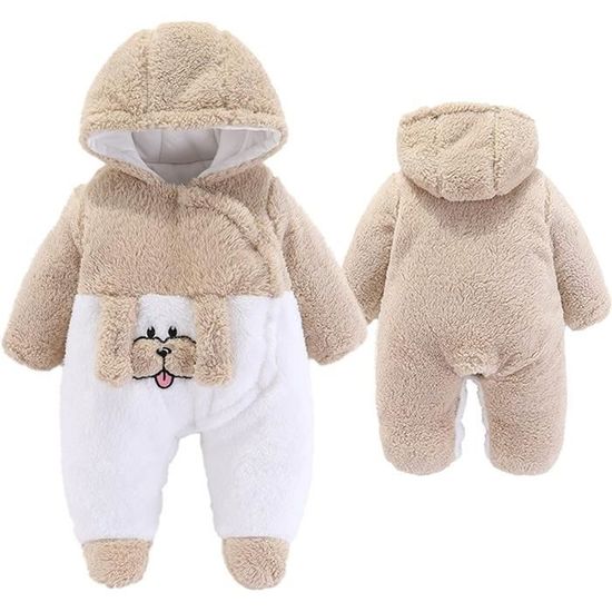 Combinaison De Neige D'hiver Pour Nouveau-né En Polaire Chaude Avec Capuche - Vêtements Décontractés Pour Bébé Fille Et Garçon, Rouge, 0 à 3 Mois