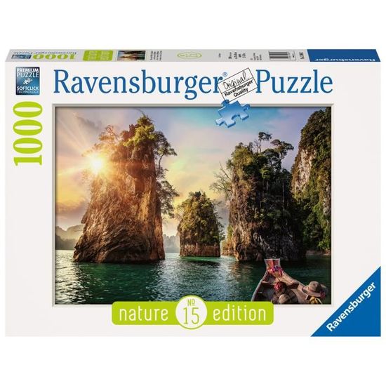Puzzle 1000 pièces - RAVENSBURGER - Lac de Cheow Lan - Paysage et nature - Vert - A partir de 9 ans