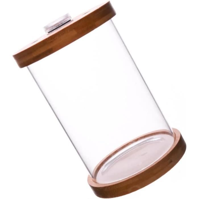 Aquarium écologique en verre avec base en bois Micro paysage auto-circulant plante hydroponique bouteille poisson bol / vase (S, A