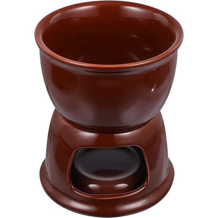 Kit Fondue Au Chocolat Céramique Avec 4 Fourchettes Et Bougie - Parfait Pour Soirée, Restaurant Ou Cadeau