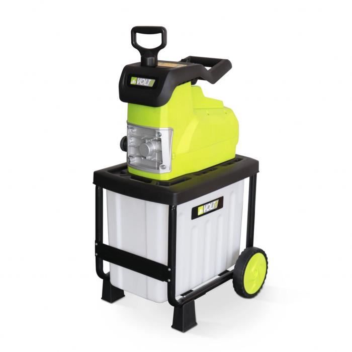VOLTR Broyeur de branches électrique à rotor - Moteur 2800W à induction - Avec bac de récupération 55L - Puissant et silencieux
