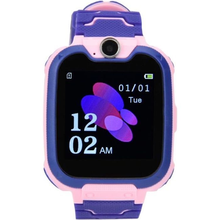 Montre de téléphone intelligent enfant caméra de positionnement LBS moniteur SOS chat carte SIM (rose)-CHE