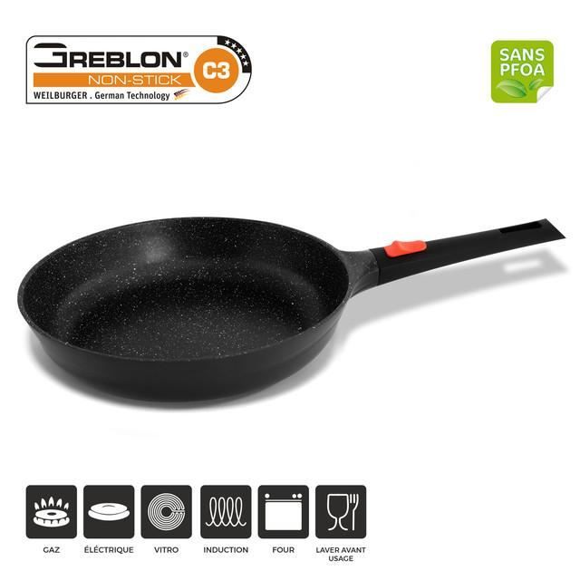 Jonas - Poele façon pierre 28cm Technologie Greblon C3+ tous feux induction