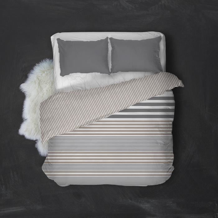 Couette imprimée double face 220x240 cm Rayures Multicolore