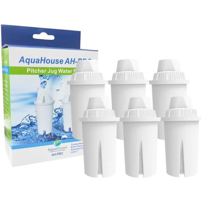 6x AquaHouse filtre compatible pour Brita Classic cartouche filtrante carafes, Kenwood, Laica, PearlCo, Dafi, Universel Classic