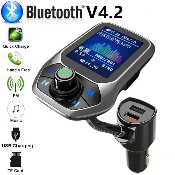 Double USB chargeur de voiture FM transmetteur QC 3.0 Charge Aux modulateur sans fil Bluetooth Kit - Type Bluetooth car charge