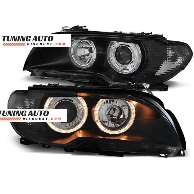 Phares avant BMW e46, 04.03-06 coupe cabrio angel eyes noir