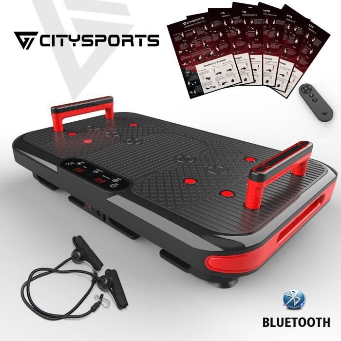 CITYSPORTS Plateforme Vibrante Bluetooth, 50 Vitesses Réglables+2 Poignées Intégrées, 3 Modes Vibration avec Guide Professionelle