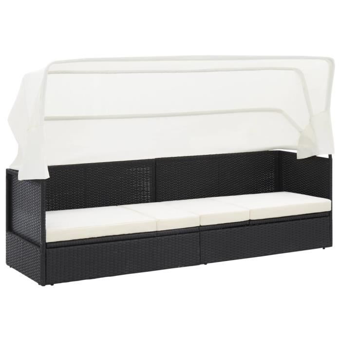 Canapé de jardin - Sofa de salon Banquette de jardin Canapé Confortable avec auvent Noir Résine tressée Super *469523