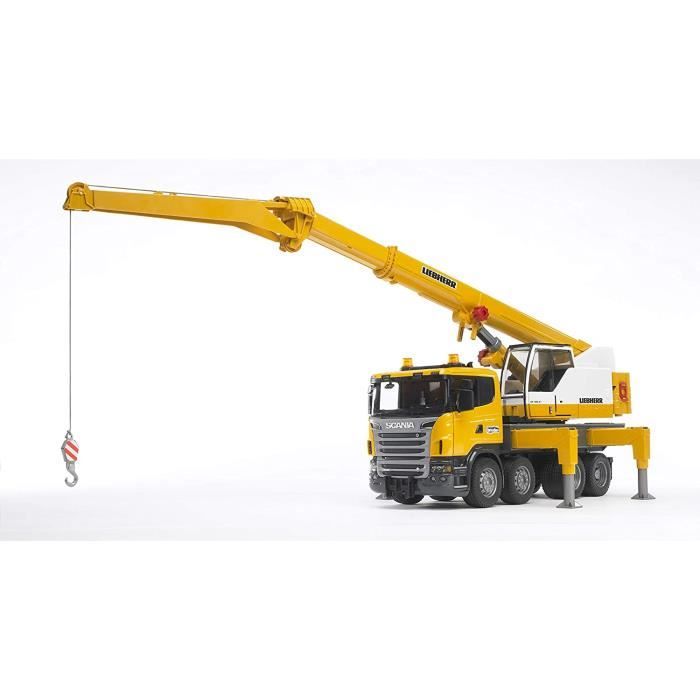 VEHICULE MINIATURE ASSEMBLE ENGIN TERRESTRE MINIATURE ASSEMBLE BRUDER - 03570 - Camion SCANIA R-serie avec grue LIEBHERR int&e476