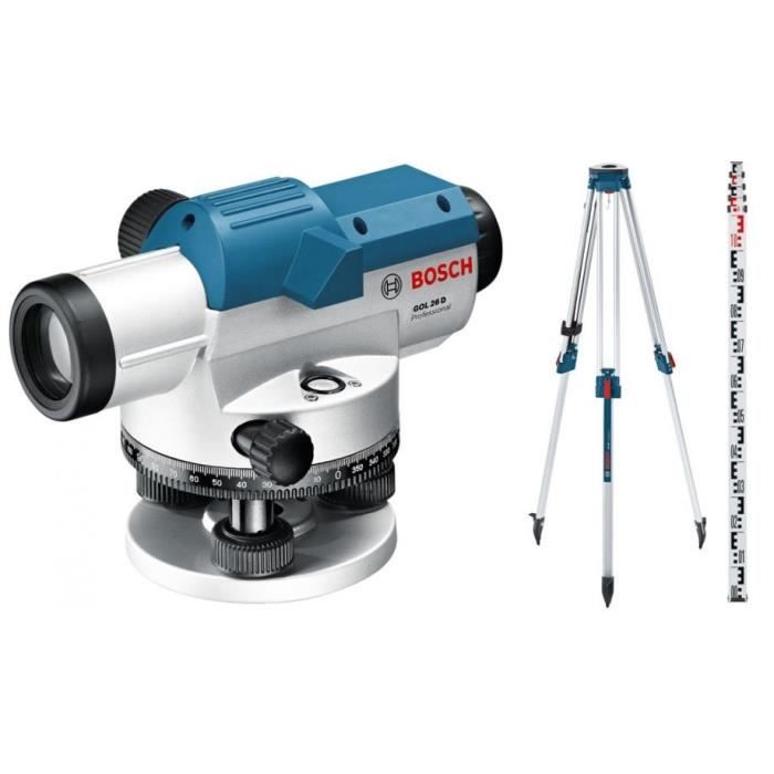 Bosch – Niveau optique jusqu'à 100m + Trépied + Mire (pack extérieur) – GOL 26 G