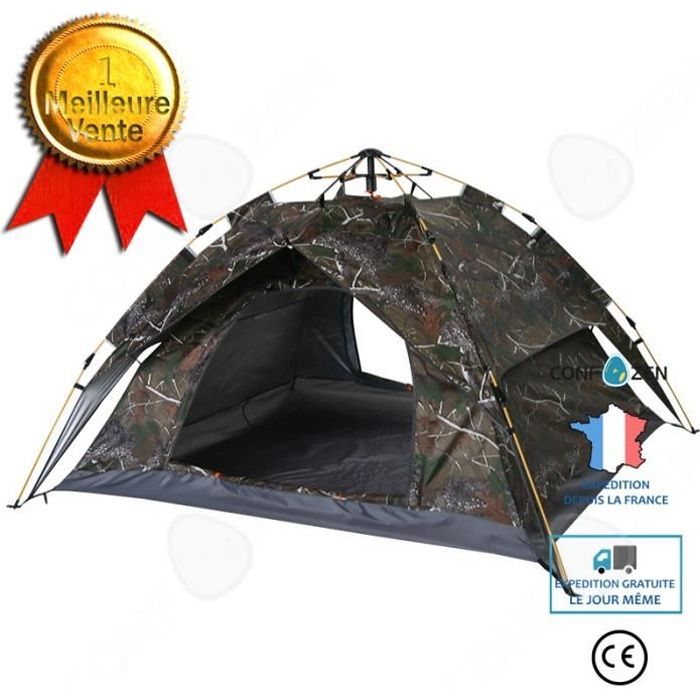 CONFO® Tente de camping camping en plein air épaissie anti-pluie tempête de pluie imitée coupe-vent crème solaire 4 personnes automa