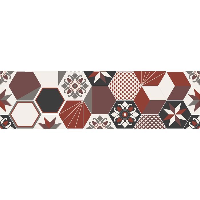 Crédence adhésive carreaux en aluminium Exa - L. 20 x l. 90 cm - Rouge
