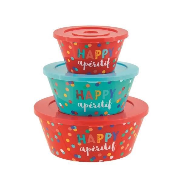 Set de 3 saladiers + couvercles TAITIC Happy apéritif - Derrière la porte
