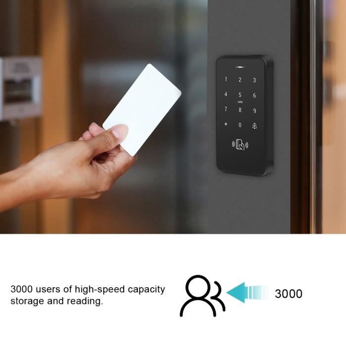 DUOKON Kit de contrôle d'accès RFID 125KHz WG26 - 34 3000 utilisateurs mot de passe carte clavier ouvre-porte