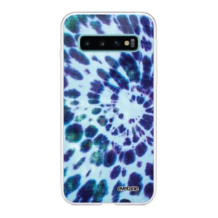 Coque Samsung Galaxy S10 Plus 360 intégrale transparente Tie and Dye Bleu Ecriture Tendance Design Evetane