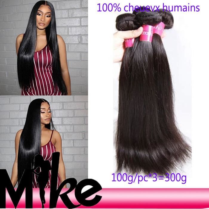 3 paquet meches cheuevx lisse humains bresiliens 100g-pc 7a lisse hair 18+20+22pouces