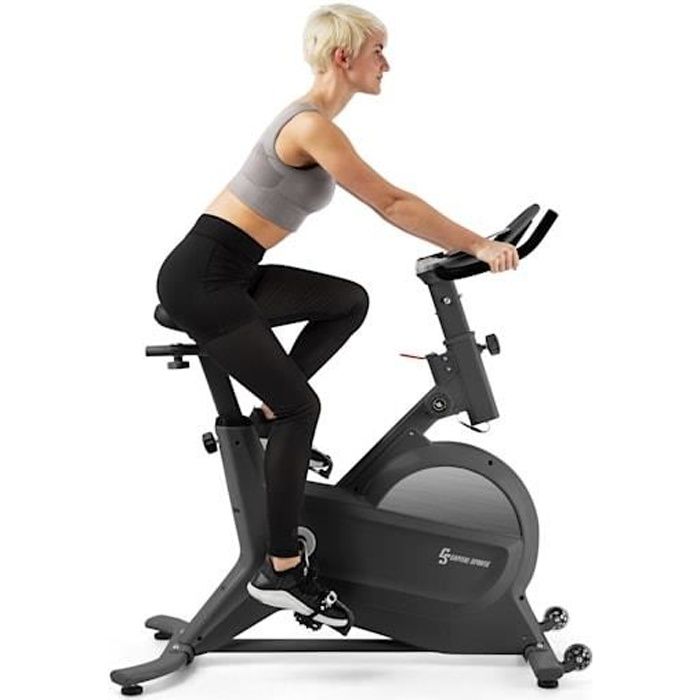 Capital Sports Aeris Vélo d'appartement avec pulsomètre intégré - volant inertie 18 kg - 8 résistances magnétiques - noir