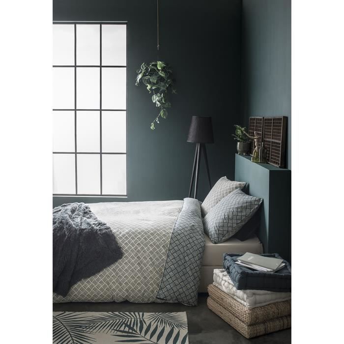 TODAY Parure de couette Jardin d'Hiver Botanic - 100% coton - 1 Housse de couette + 2 Taies d'oreiller - 240 x 260 cm