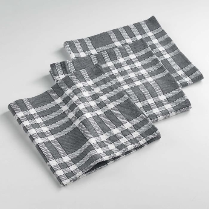 CDaffaires Serviettes de table -3 45 x 45 cm coton tisse traditio Anthracite