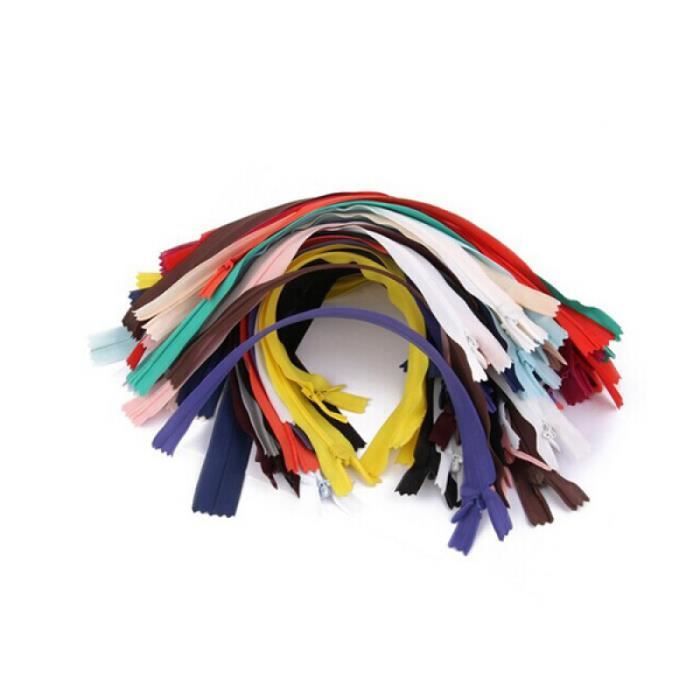 50pcs 7 pouces Fermetures à Glissière Invisibles Dissimulées en nylon pour Couture(Couleur aléatoire) SAC A DOS