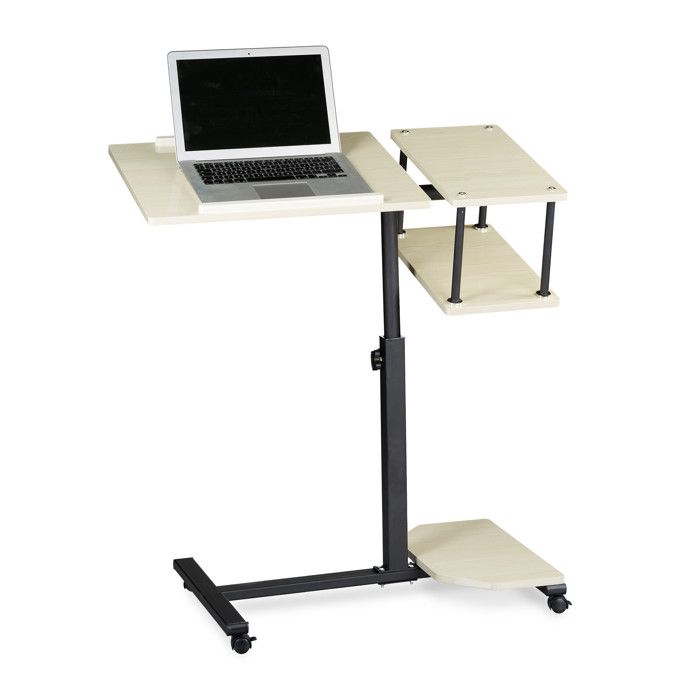 Relaxdays Table ordinateur portable hauteur réglable XL HxlxP: 100 x 77 x 40 cm bois support laptop netbook avec 4 roulettes