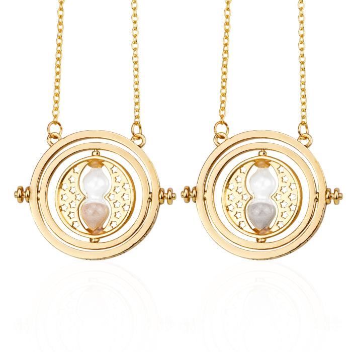 2 PCS Harry Potter Retourneur de Temps Collier Sablier Spinning Collier Pendentif pour Kids Collection De Cadeaux ou Décorations