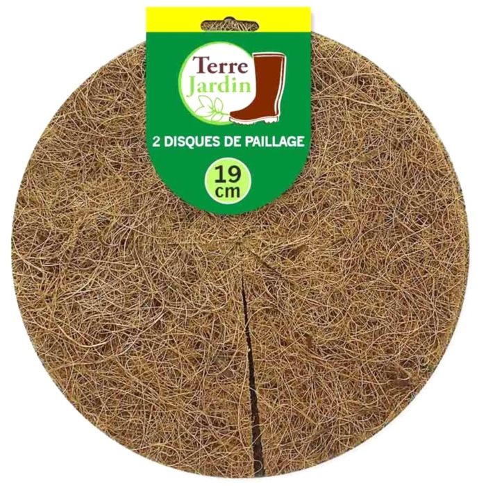 Lot de 2 disques de paillage coco fibres naturelles 19 cm