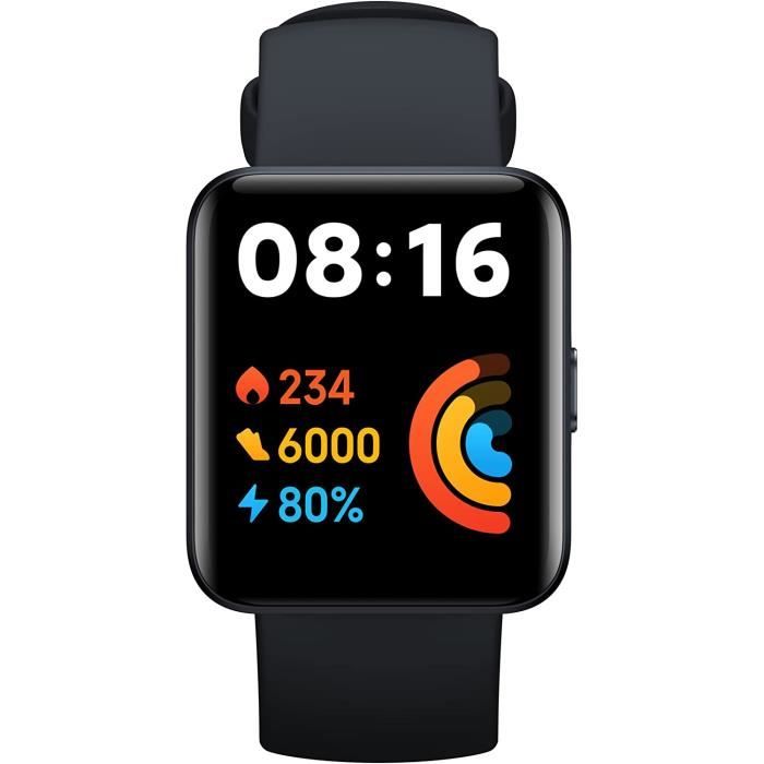 Xiaomi Redmi Watch 2 Lite Noir 100+ modes Sport 10 jours d'autonomie de batterie GPS Écran 1,55 pouce Résistance à l'eau de 5 ATM